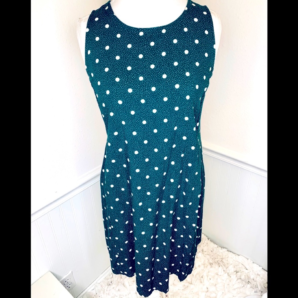 Polka dot trapeze dress.